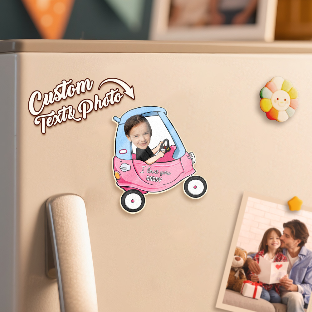 Personalized Mother's Day Gift For Grandma, Custom Baby Face Car Fridge Magnet, Gift For Mommy, Funny Photo Drive Car Magnet