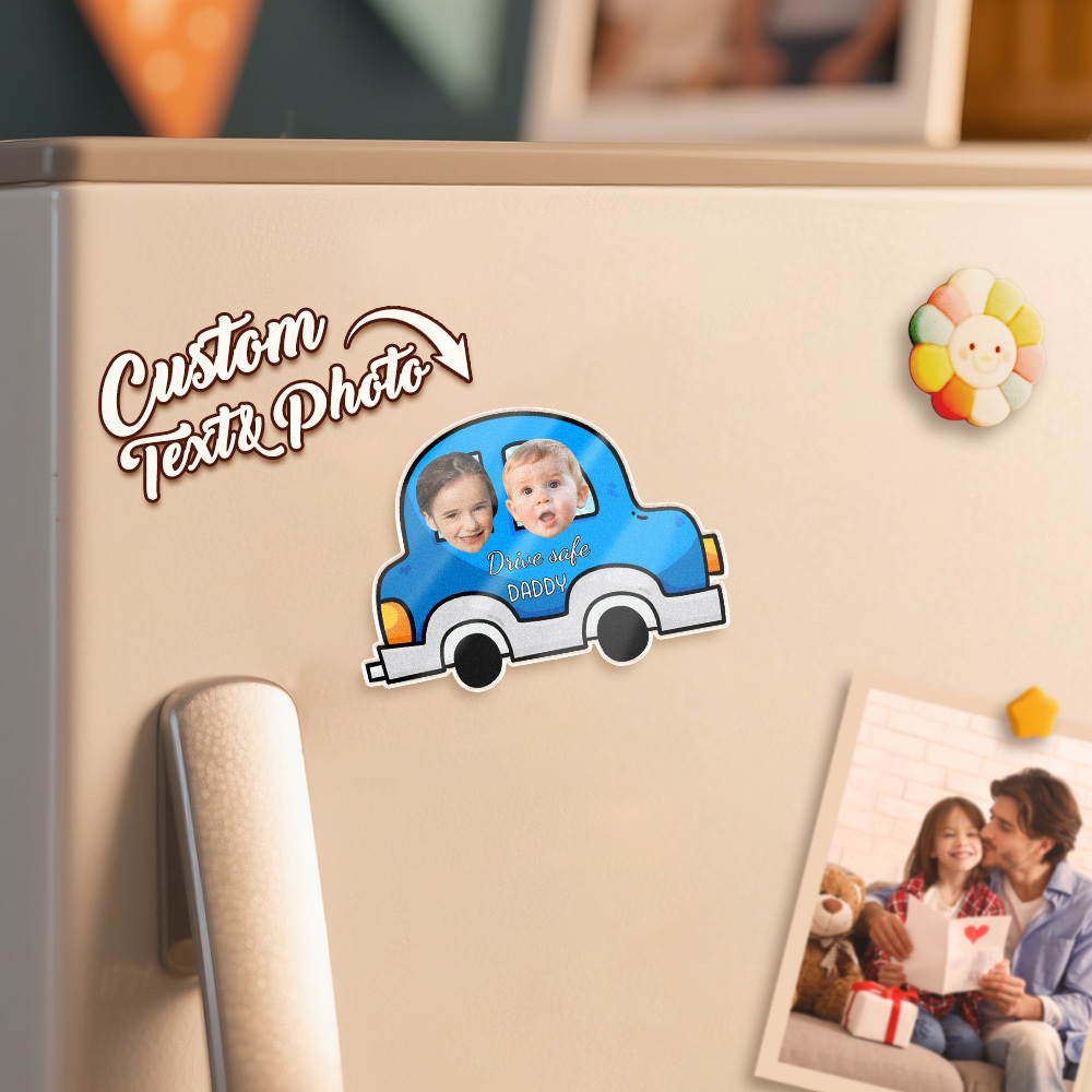 Personalized Mother's Day Gift For Grandma, Custom Baby Face Car Fridge Magnet, Gift For Mommy, Funny Photo Drive Car Magnet