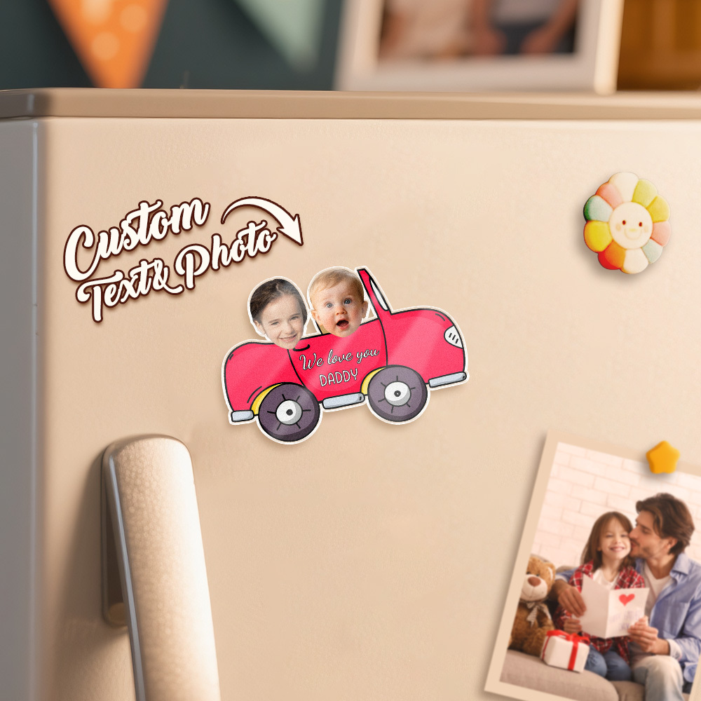 Personalized Mother's Day Gift For Grandma, Custom Baby Face Car Fridge Magnet, Gift For Mommy, Funny Photo Drive Car Magnet