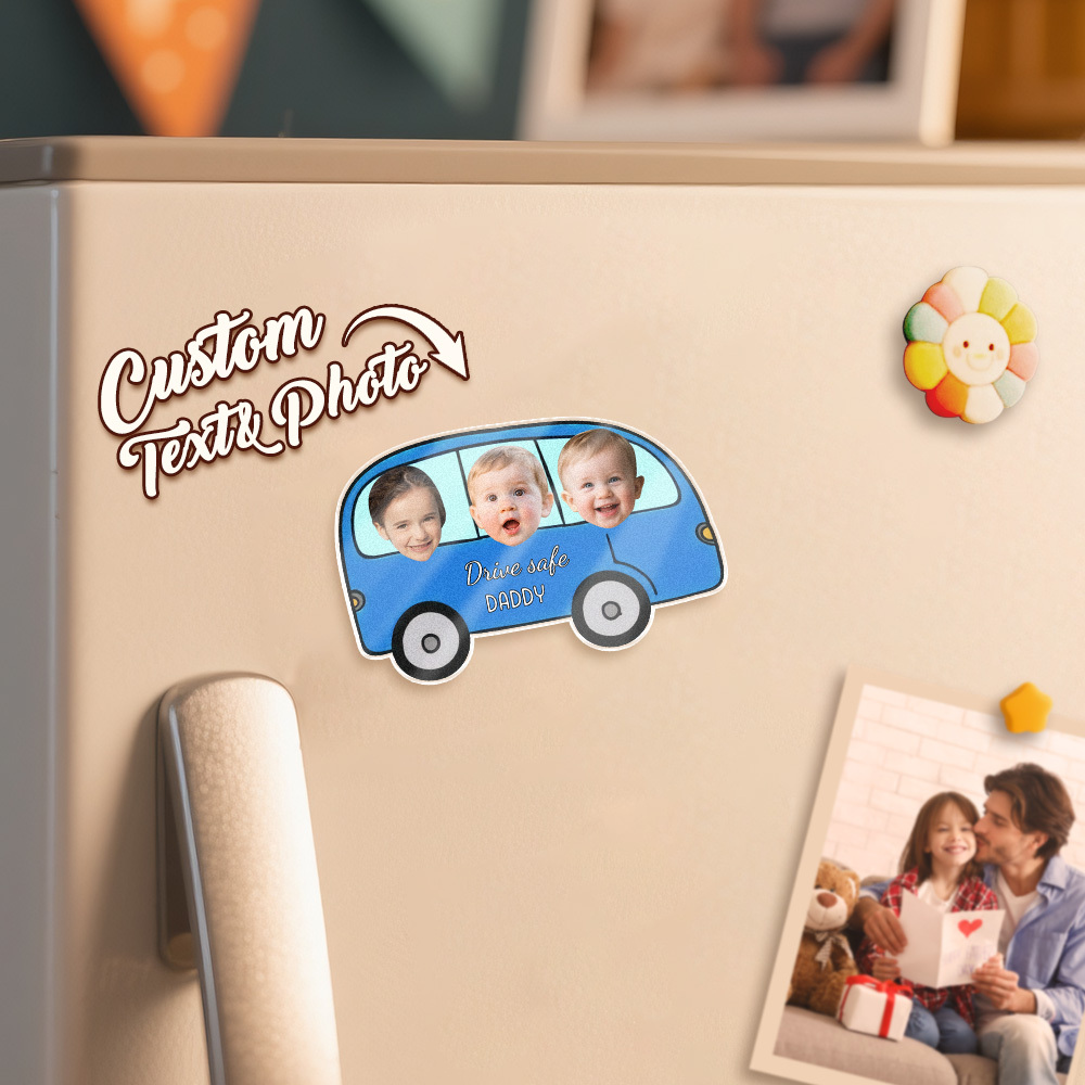 Personalized Mother's Day Gift For Grandma, Custom Baby Face Car Fridge Magnet, Gift For Mommy, Funny Photo Drive Car Magnet
