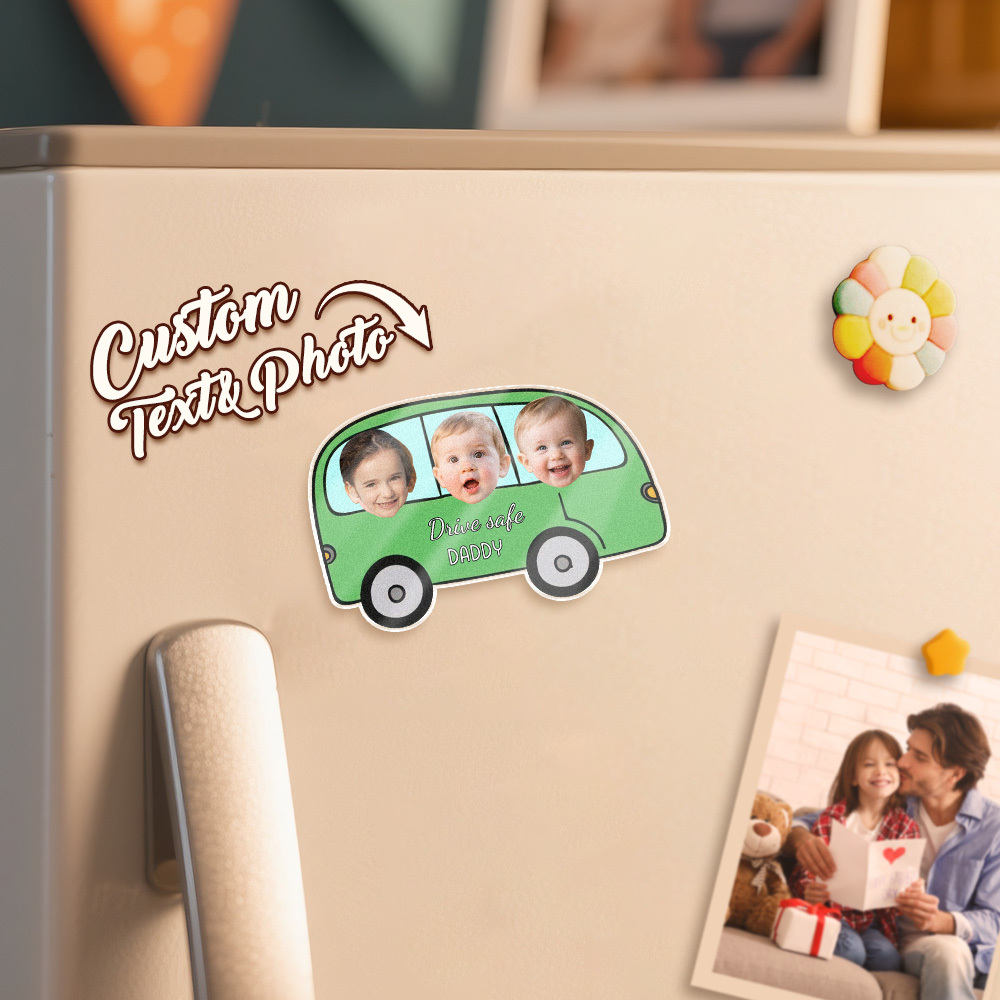 Personalized Mother's Day Gift For Grandma, Custom Baby Face Car Fridge Magnet, Gift For Mommy, Funny Photo Drive Car Magnet