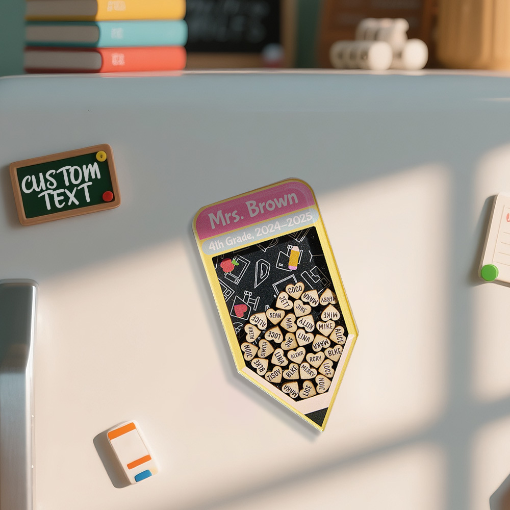 Personalized Teacher Appreciation Gift Custom Pencil Shaker Magnet Thank You Teacher End of Year Gift Locker Decor