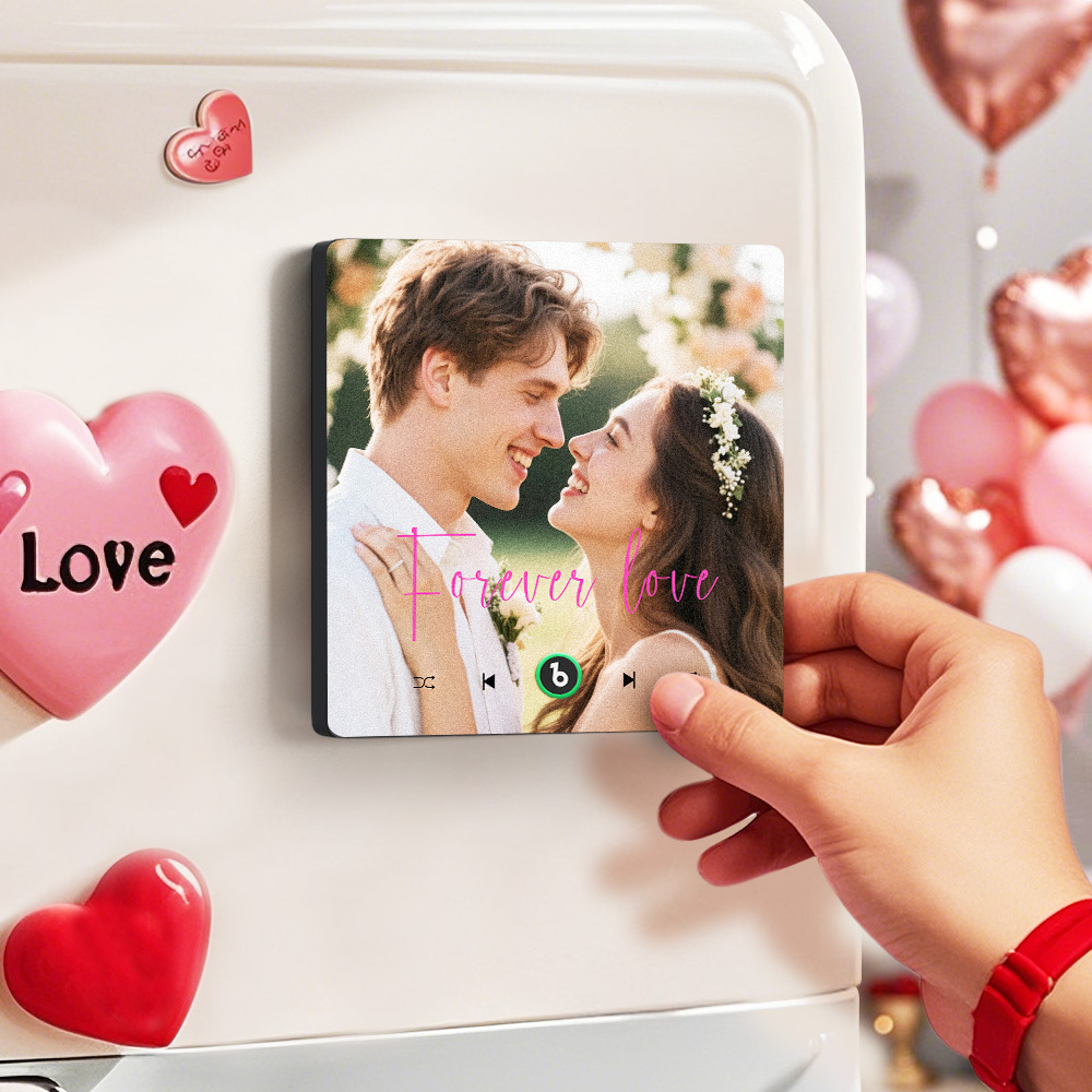 Custom Music Fridge Magnet Personalized Gift with Recordable Voice Photo Unique Anniversary Wedding Christmas Present for Her Him Couples - namenecklace
