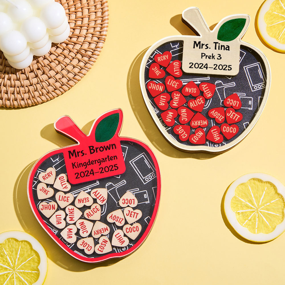 Personalized Teacher Appreciation Apple Magnet - Custom Classroom Thank You Gift with Student Names & School Year