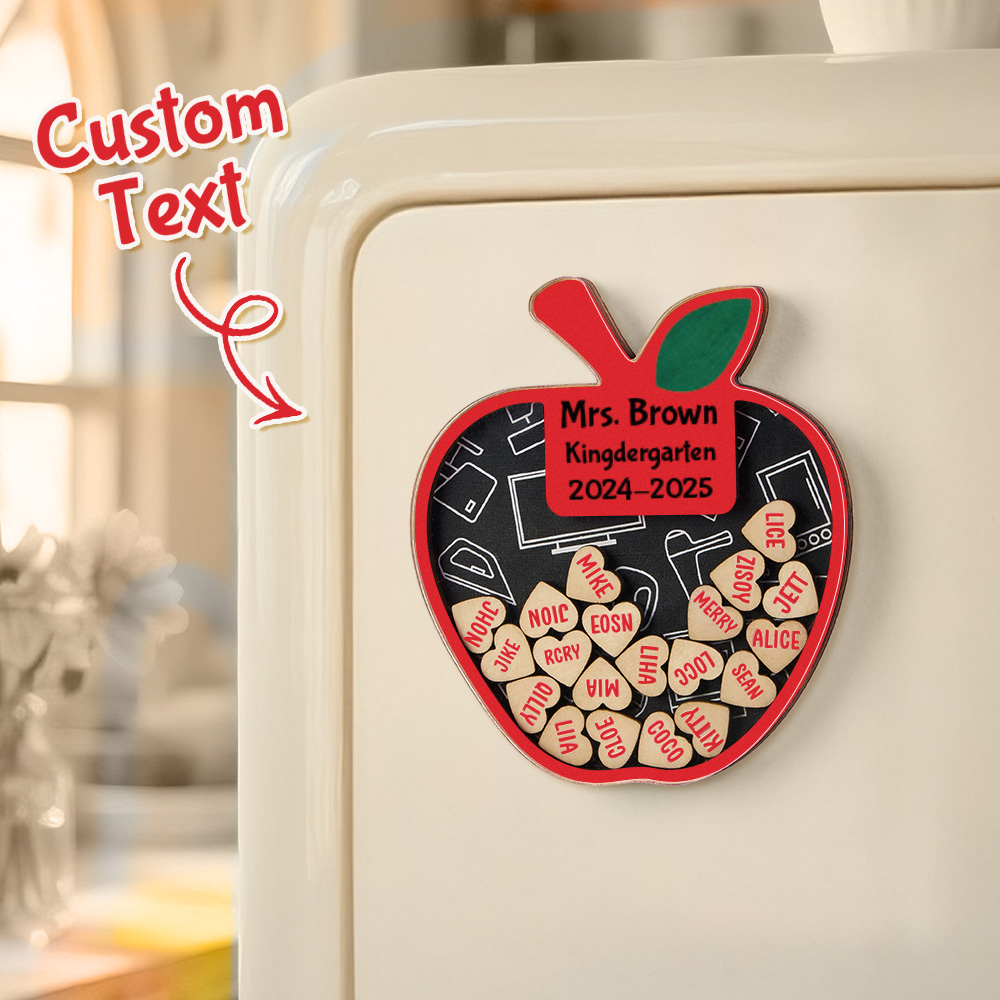 Personalized Teacher Appreciation Apple Magnet - Custom Classroom Thank You Gift with Student Names & School Year