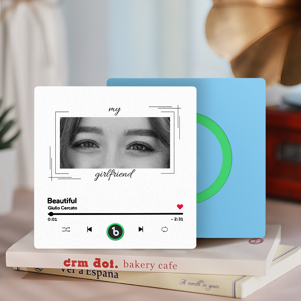 Custom Eyes and Name Music Fridge Magnet and Photo with Frame Music Wall Photo Sticker Music Movement That Can Be Played Best Gifts for Her - soufeelus