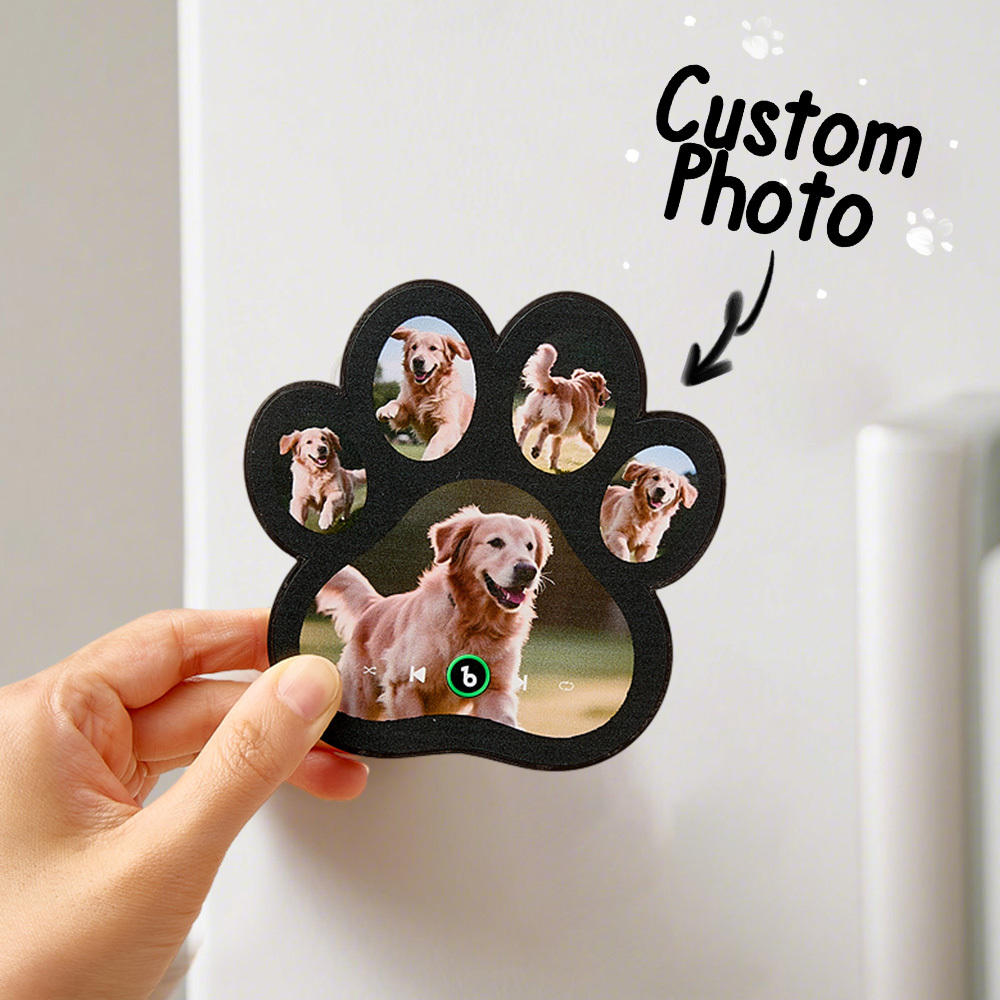 Custom Music Fridge Magnet Personalized Paw Print Song Magnets That Can Play Music Anniversary Gifts Memorial Gifts for Pet Lovers