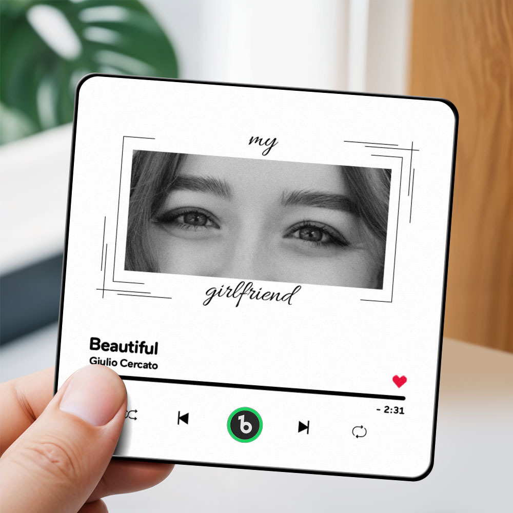 Custom Eyes and Name Music Fridge Magnet and Photo with Frame Music Wall Photo Sticker Music Movement That Can Be Played Best Gifts for Her - soufeelus