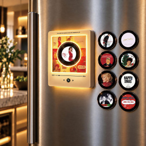 Mini Vinyl Record Player Refrigerator Magnet Christmas Music Player Novelty Vinyl Record Player Refrigerator Magnet Christmas Gift