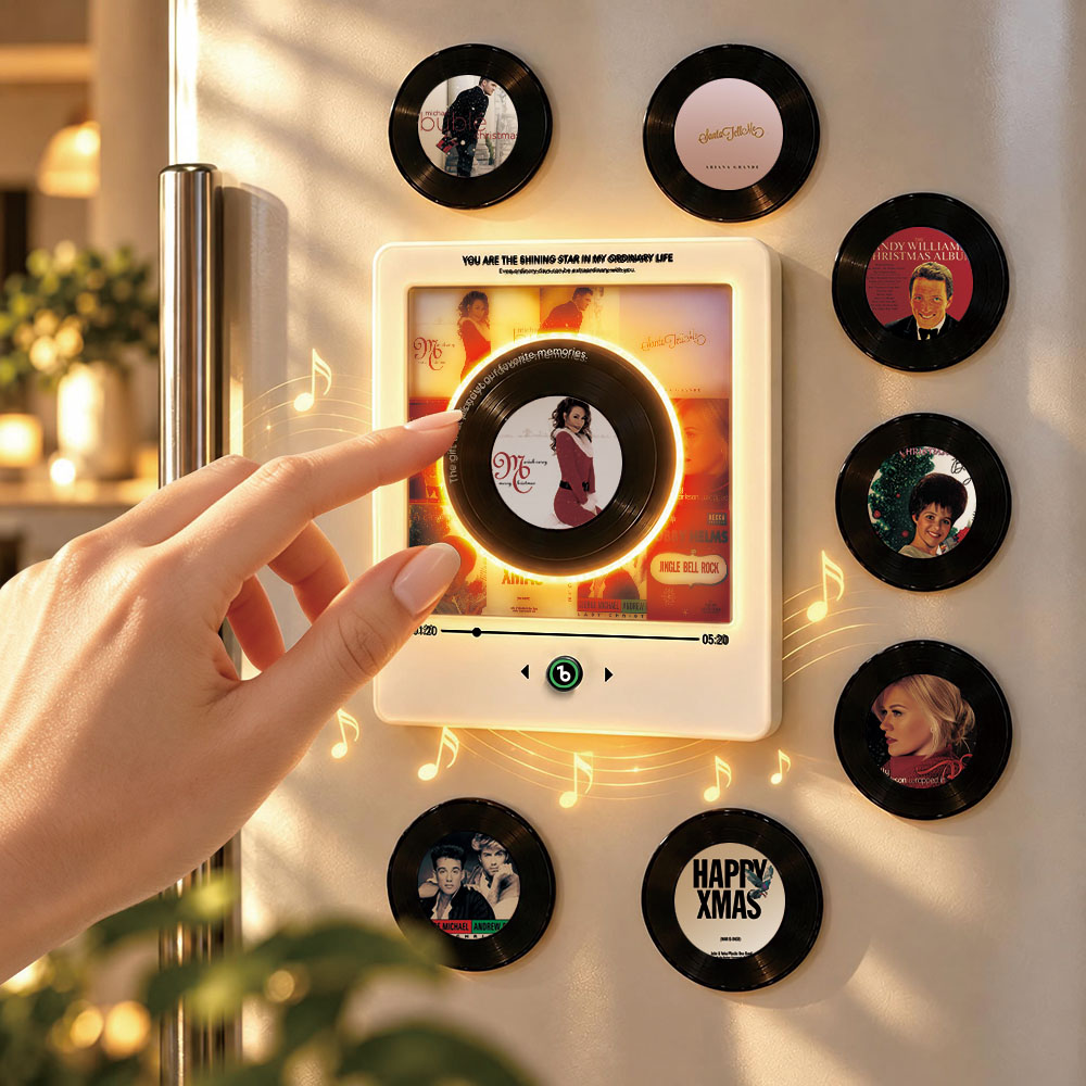 Mini Vinyl Record Player Refrigerator Magnet Christmas Music Player Novelty Vinyl Record Player Refrigerator Magnet Christmas Gift