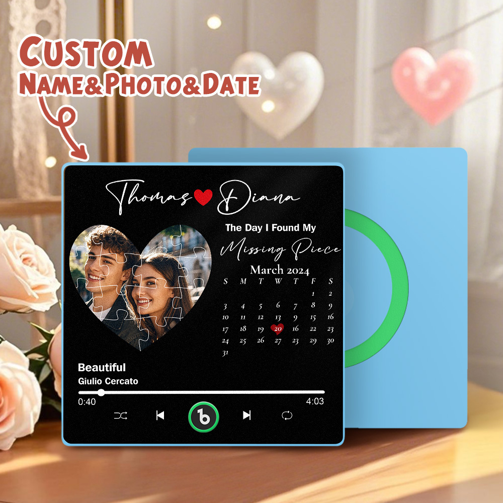 New 4.0 Upgrade Custom Music Fridge Magnet Colorful Frame Album Fridge Magnet Can Play Songs Gift for Couple Can Upload Your Music