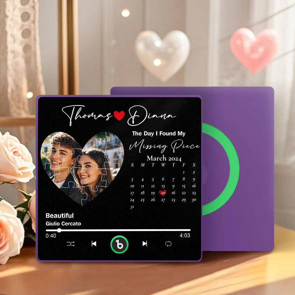 New 4.0 Upgrade Custom Music Fridge Magnet Colorful Frame Album Fridge Magnet Can Play Songs Gift for Couple Can Upload Your Music