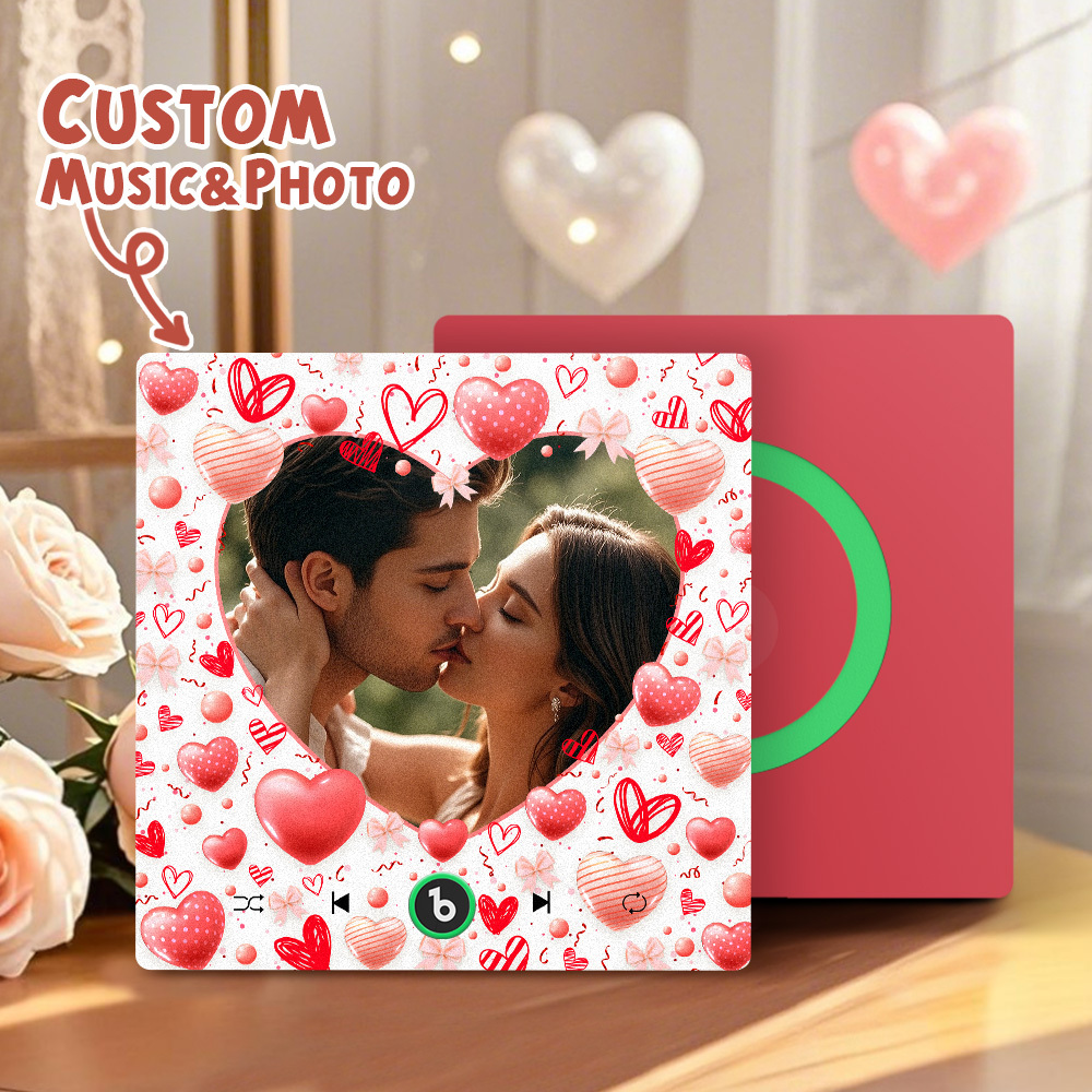 New 4.0 Upgrade Custom Music Fridge Magnet Colorful Frame Album Fridge Magnet Can Play Songs Gift for Couple Can Upload Your Music