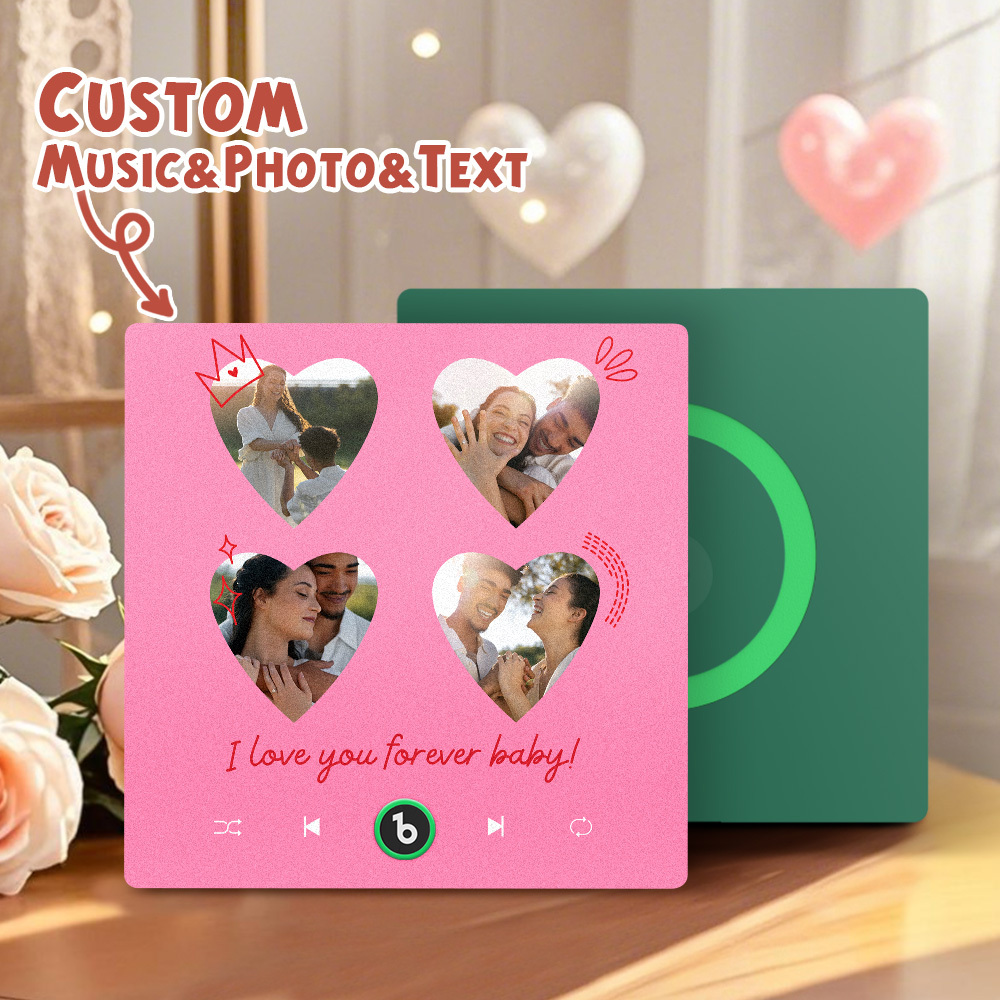 New 4.0 Upgrade Custom Music Fridge Magnet Colorful Frame Album Fridge Magnet Can Play Songs Gift for Couple Can Upload Your Music