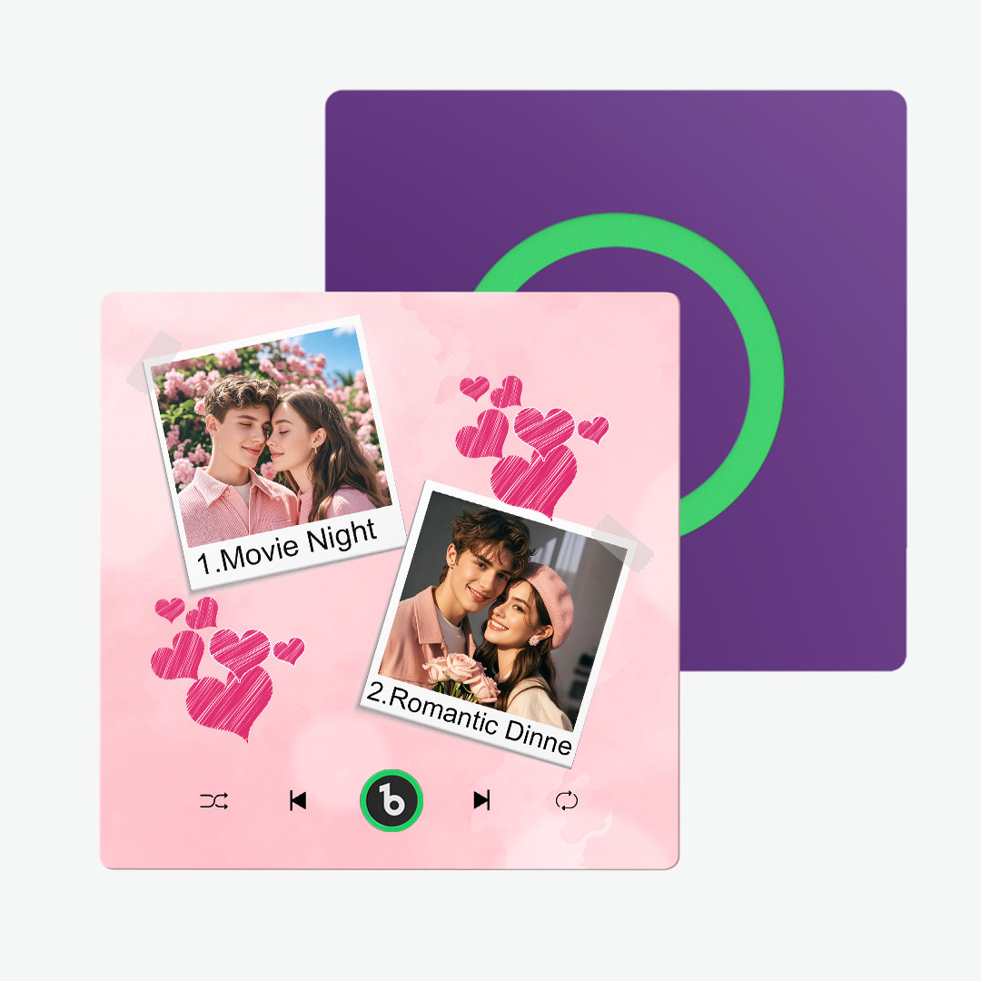 New 4.0 Upgrade Custom Music Fridge Magnet Colorful Frame Album Fridge Magnet Can Play Songs Gift for Couple Can Upload Your Music