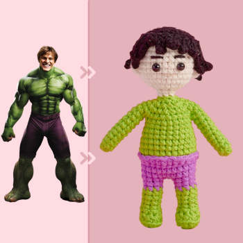 Full Body Customizable 1 Person Custom Crochet Doll Personalized Gifts Handwoven Mini Dolls - Hulk - NameNecklace