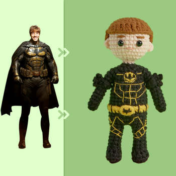 Full Body Customizable 1 Person Custom Crochet Doll Personalized Gifts Handwoven Mini Dolls - Batman - NameNecklace