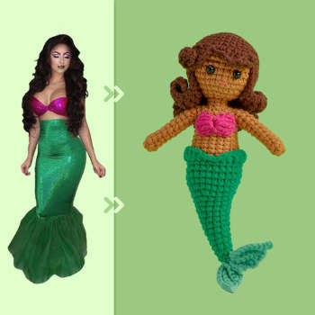 Full Body Customizable 1 Person Custom Crochet Doll Personalized Gifts Handwoven Mini Dolls - Mermaid - NameNecklace