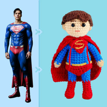 Full Body Customizable 1 Person Custom Crochet Doll Personalized Gifts Handwoven Mini Dolls - Superman - NameNecklace