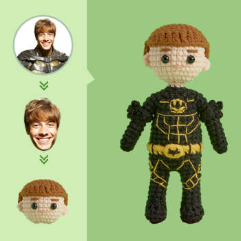 Custom Face Crochet Doll Personalized Gifts Handwoven Mini Dolls - Batman - NameNecklace