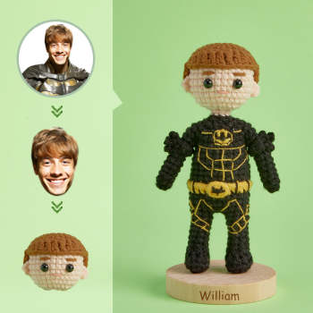 Custom Face Crochet Doll Personalized Gifts Handwoven Mini Dolls - Batman - NameNecklace