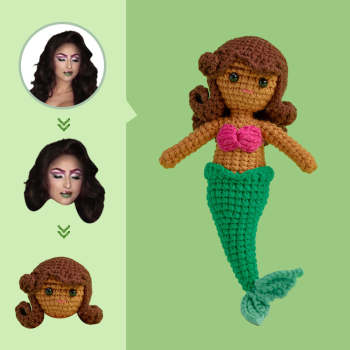 Custom Face Crochet Doll Personalized Gifts Handwoven Mini Dolls - Mermaid - NameNecklace