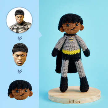 Custom Face Crochet Doll Personalized Handwoven Mini Dolls Gifts - Batman - NameNecklace