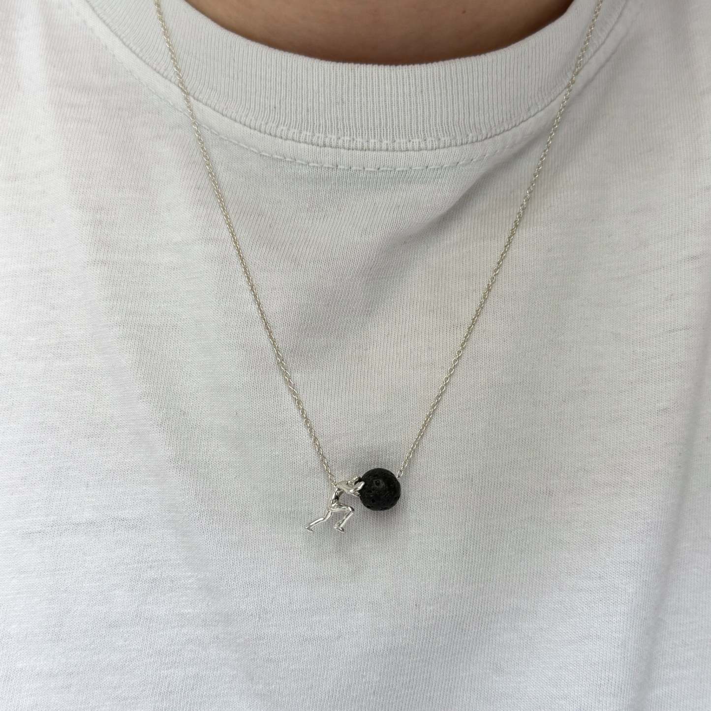 Elegant Pearl-Inspired Necklace with Human Push Design – Perfect Gift Idea