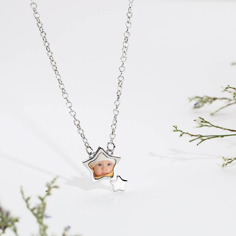 Stars Photo Necklace Silver