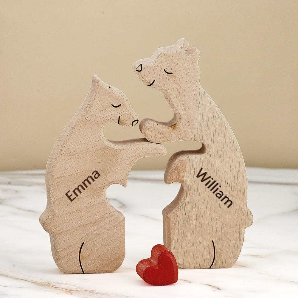 Wooden Bears Puzzle Family Custom Names Puzzle Home Decor Gifts - NameNecklace