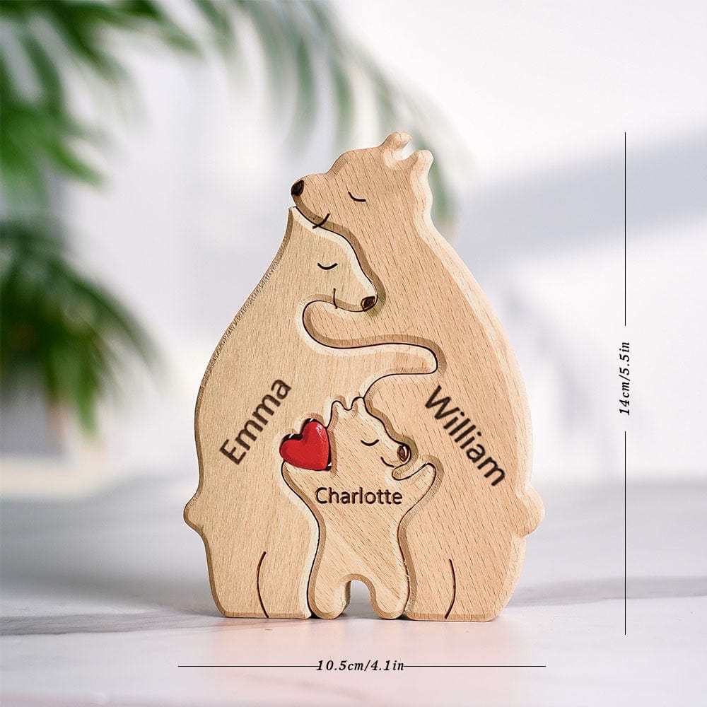Wooden Bears Puzzle Family Custom Names Puzzle Home Decor Gifts - NameNecklace