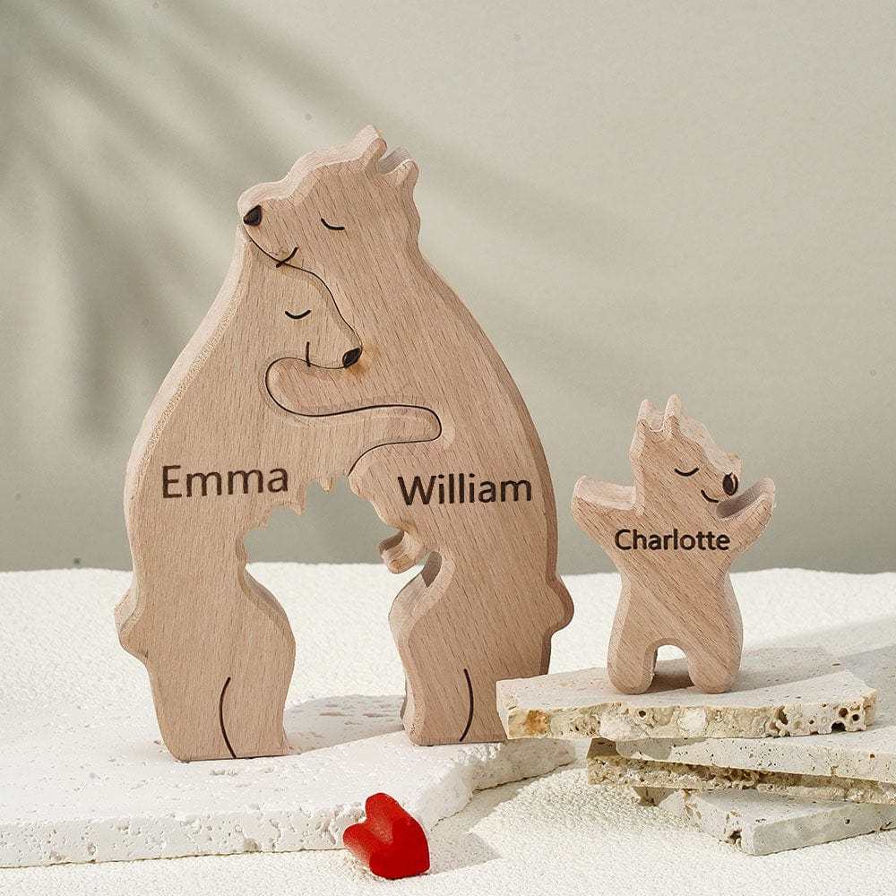 Wooden Bears Puzzle Family Custom Names Puzzle Home Decor Gifts - NameNecklace