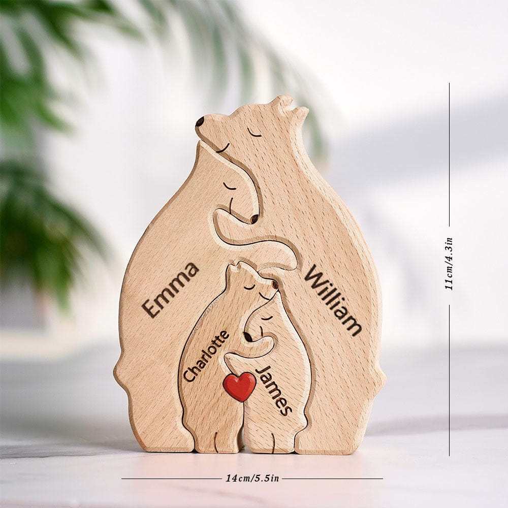 Wooden Bears Puzzle Family Custom Names Puzzle Home Decor Gifts - NameNecklace