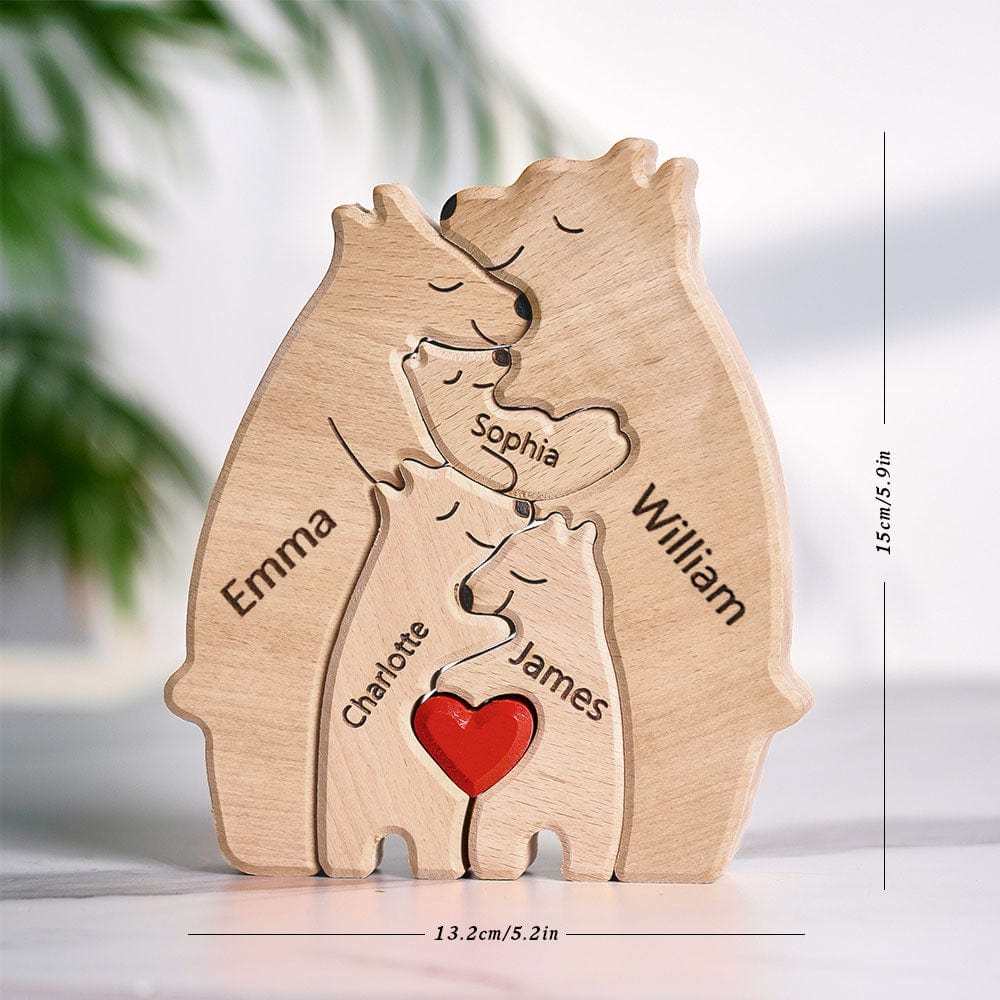Wooden Bears Puzzle Family Custom Names Puzzle Home Decor Gifts - NameNecklace