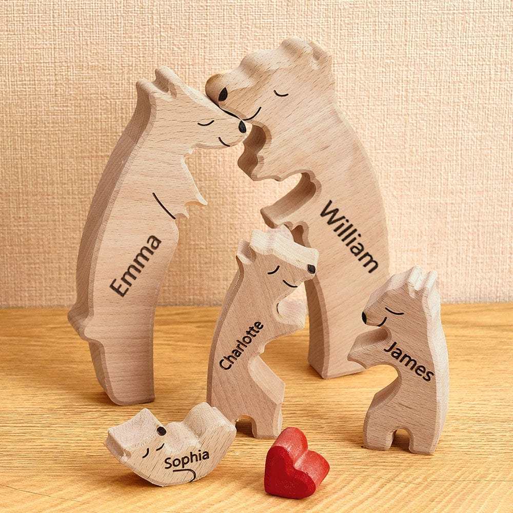 Wooden Bears Puzzle Family Custom Names Puzzle Home Decor Gifts - NameNecklace