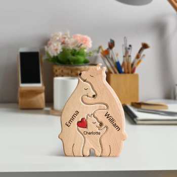 Wooden Puzzle Bears Puzzle Custom Family Names Puzzle Gifts for Kids - NameNecklace