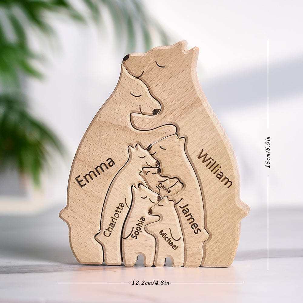 Wooden Bears Puzzle Family Custom Names Puzzle Home Decor Gifts - NameNecklace