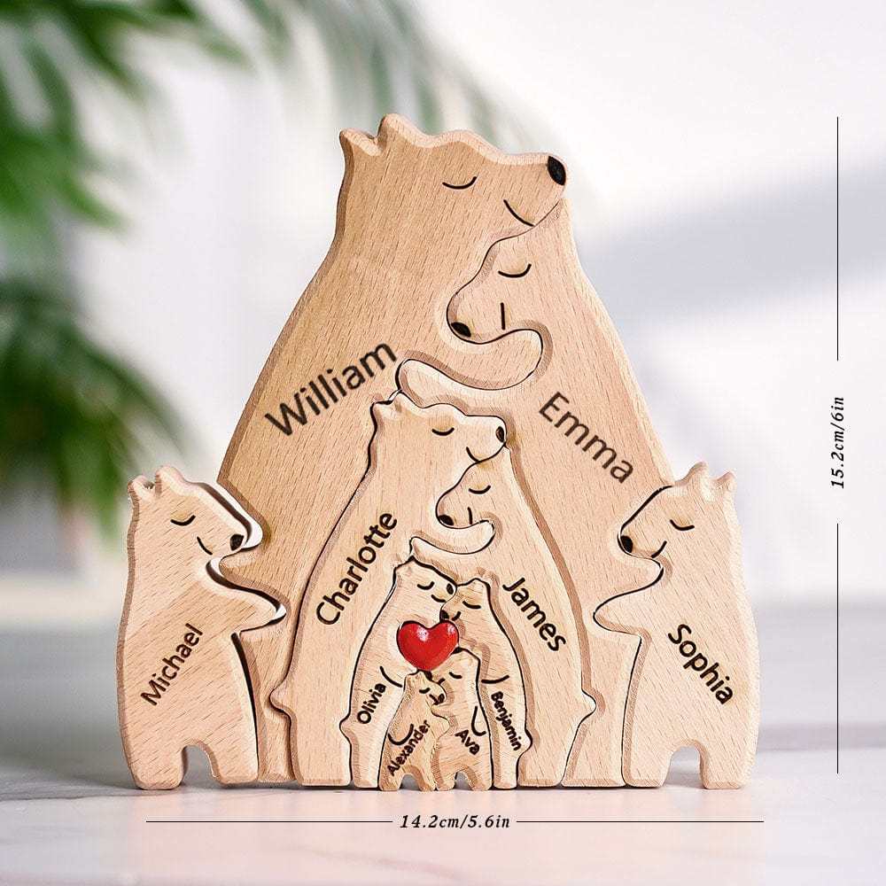 Wooden Bears Puzzle Family Custom Names Puzzle Home Decor Gifts - NameNecklace