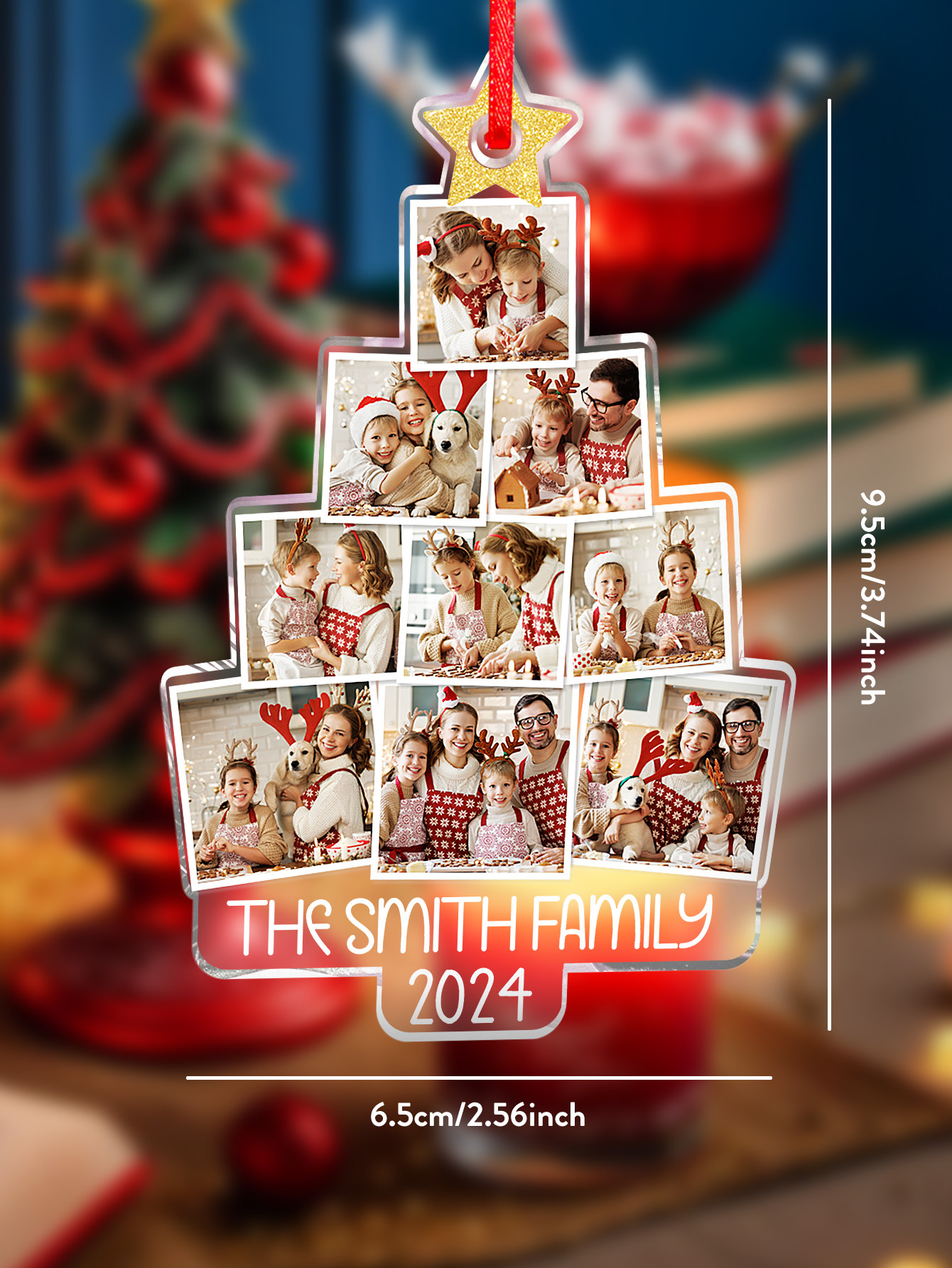 Photo Family Tree Christmas - Personalized Acrylic Photo Ornament, 1st Christmas Together, Personalized Family Christmas Ornament