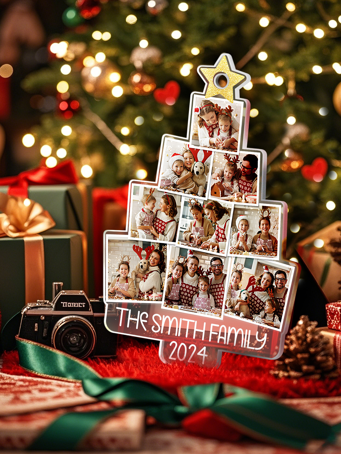 Photo Family Tree Christmas - Personalized Acrylic Photo Ornament, 1st Christmas Together, Personalized Family Christmas Ornament
