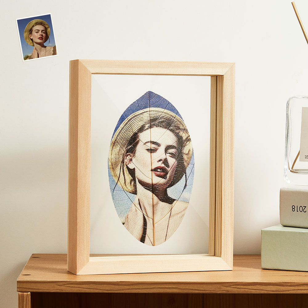 Custom Photo Leaf Vein Painting Home Ornaments Creative Gift for Couple