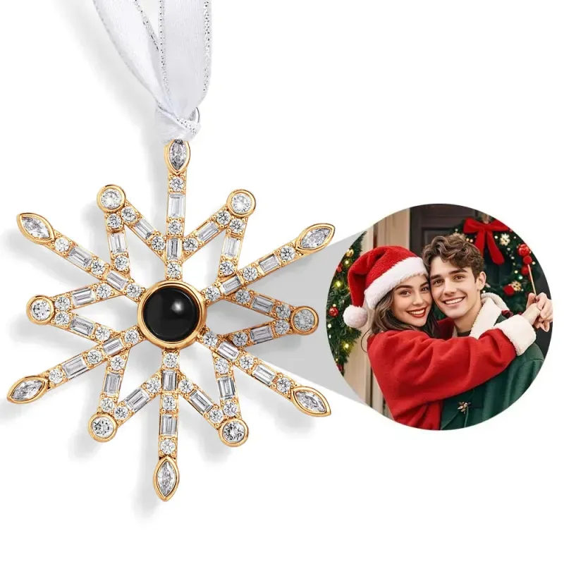Personalized Pink Snowflake Photo Ornament Custom Projection Ornaments Christmas Gifts