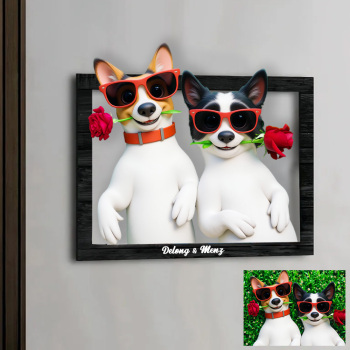 Custom Pet Photo 3D Cartoon Portrait Gift Personalized Cartoon Style 3D Photo Wooden Frame Sign Comic Photo Frame for Pet Lover	 - MyFaceBoxerUK