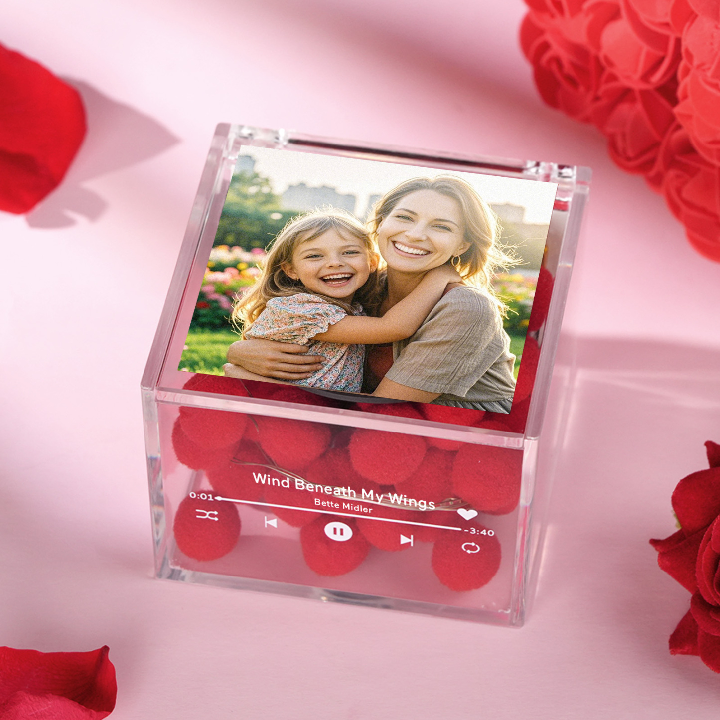 Custom Mini Vinyl Record Player Automatic Music Player Custom Photo Cover Style Engraved Mother's Day Gift for Mum - namenecklace