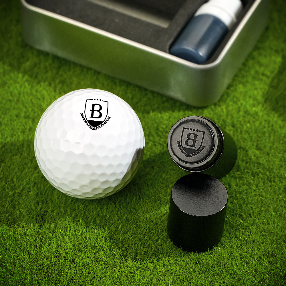 Personalized Monogrammed Initial Golf Ball Stamp with Metal Storage Box Birthday Father's Day Gift for Golf Player