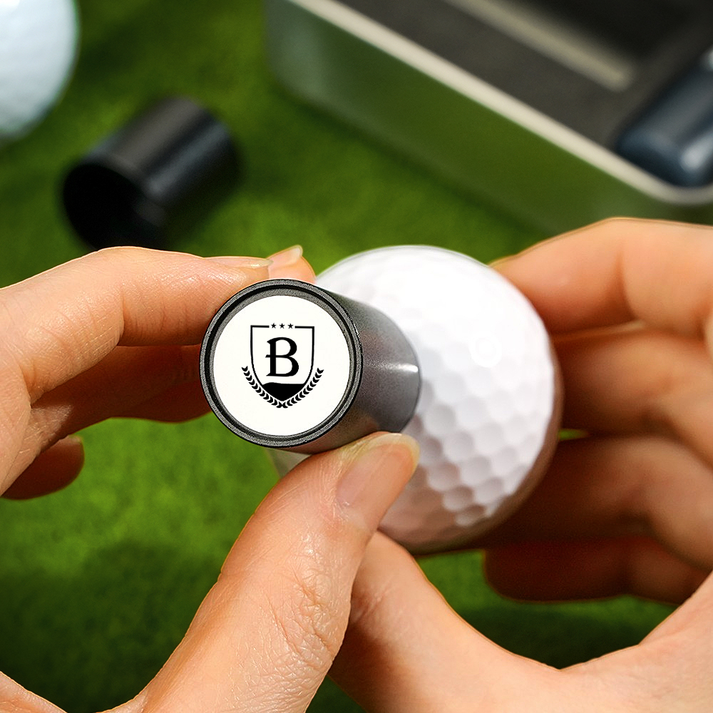 Personalized Monogrammed Initial Golf Ball Stamp with Metal Storage Box Birthday Father's Day Gift for Golf Player