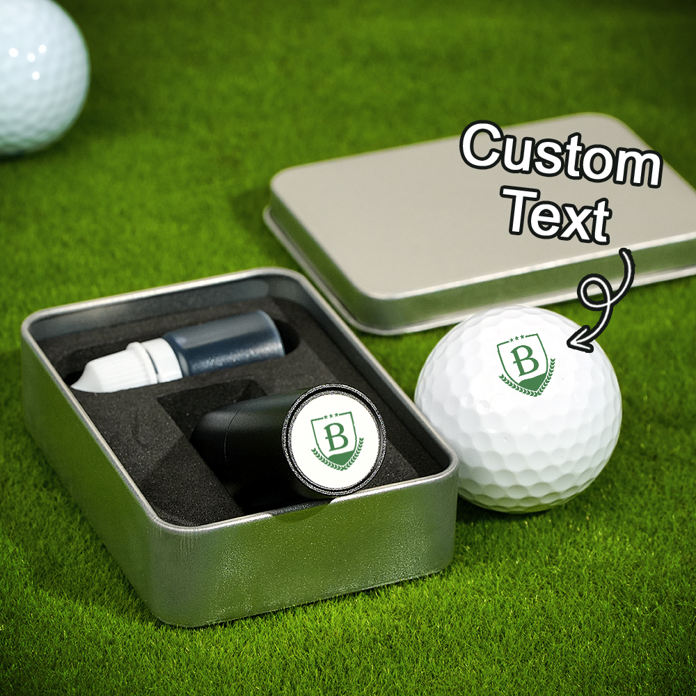 Personalized Monogrammed Initial Golf Ball Stamp with Metal Storage Box Birthday Father's Day Gift for Golf Player
