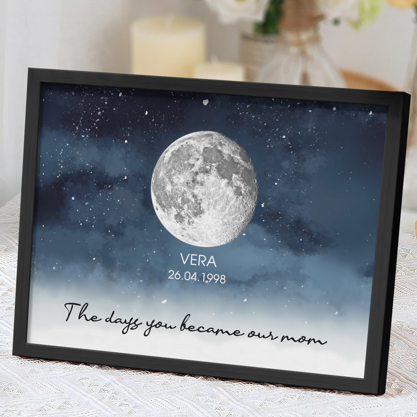 Personalized Starry Night The Day You Became Mom Custom Birth Moon Pha