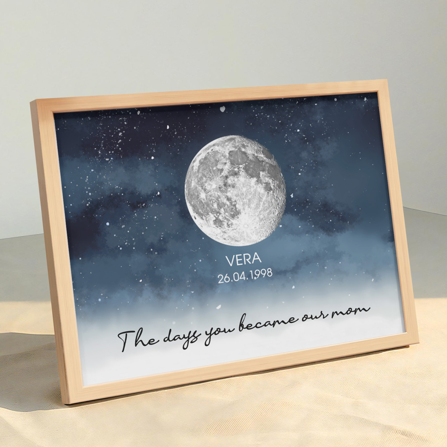 Personalized Starry Night The Day You Became Mom Custom Birth Moon Phase With Kids Names Ideal Gifts for Mother's Day Gifts