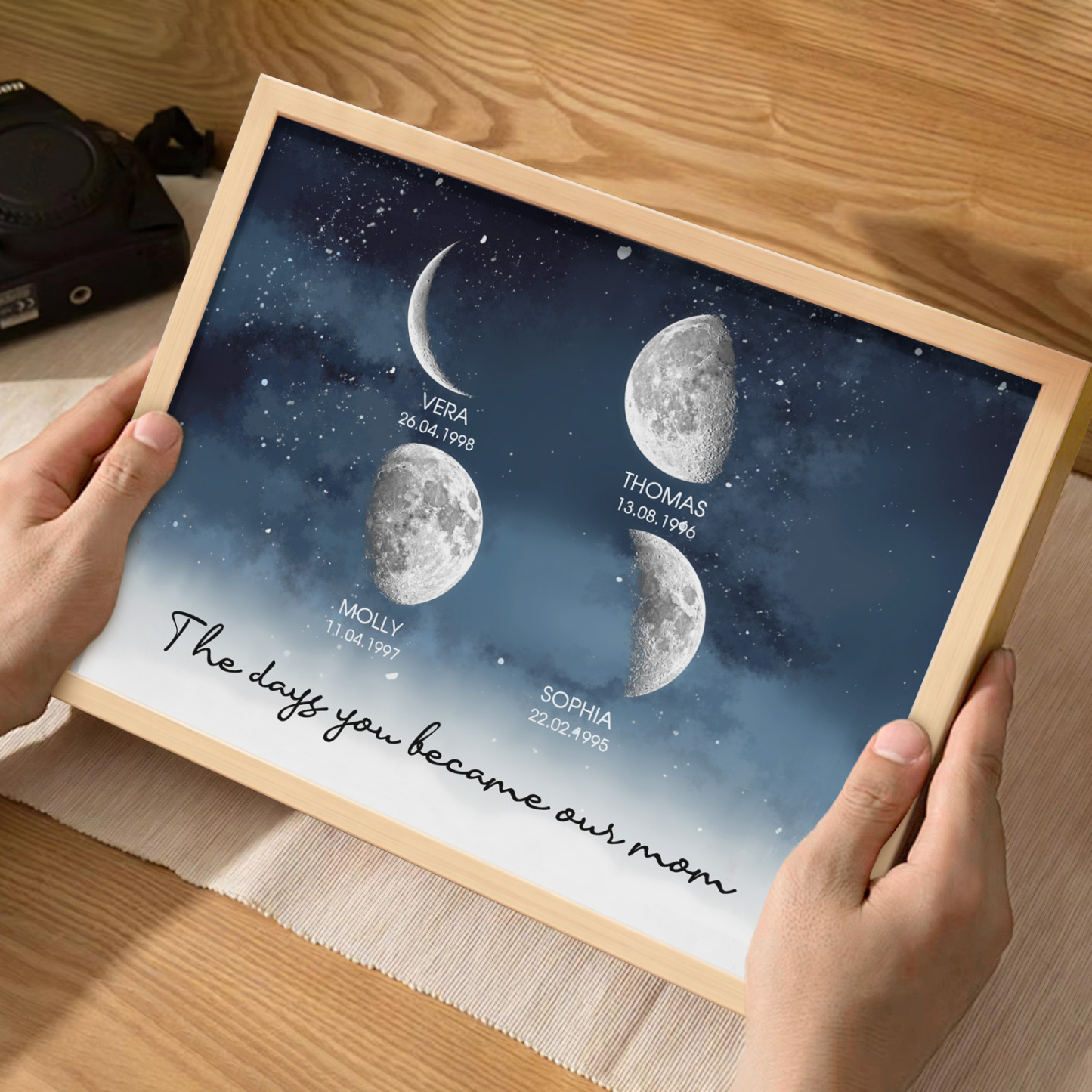 Personalized Starry Night The Day You Became Mom Custom Birth Moon Phase With Kids Names Ideal Gifts for Mother's Day Gifts